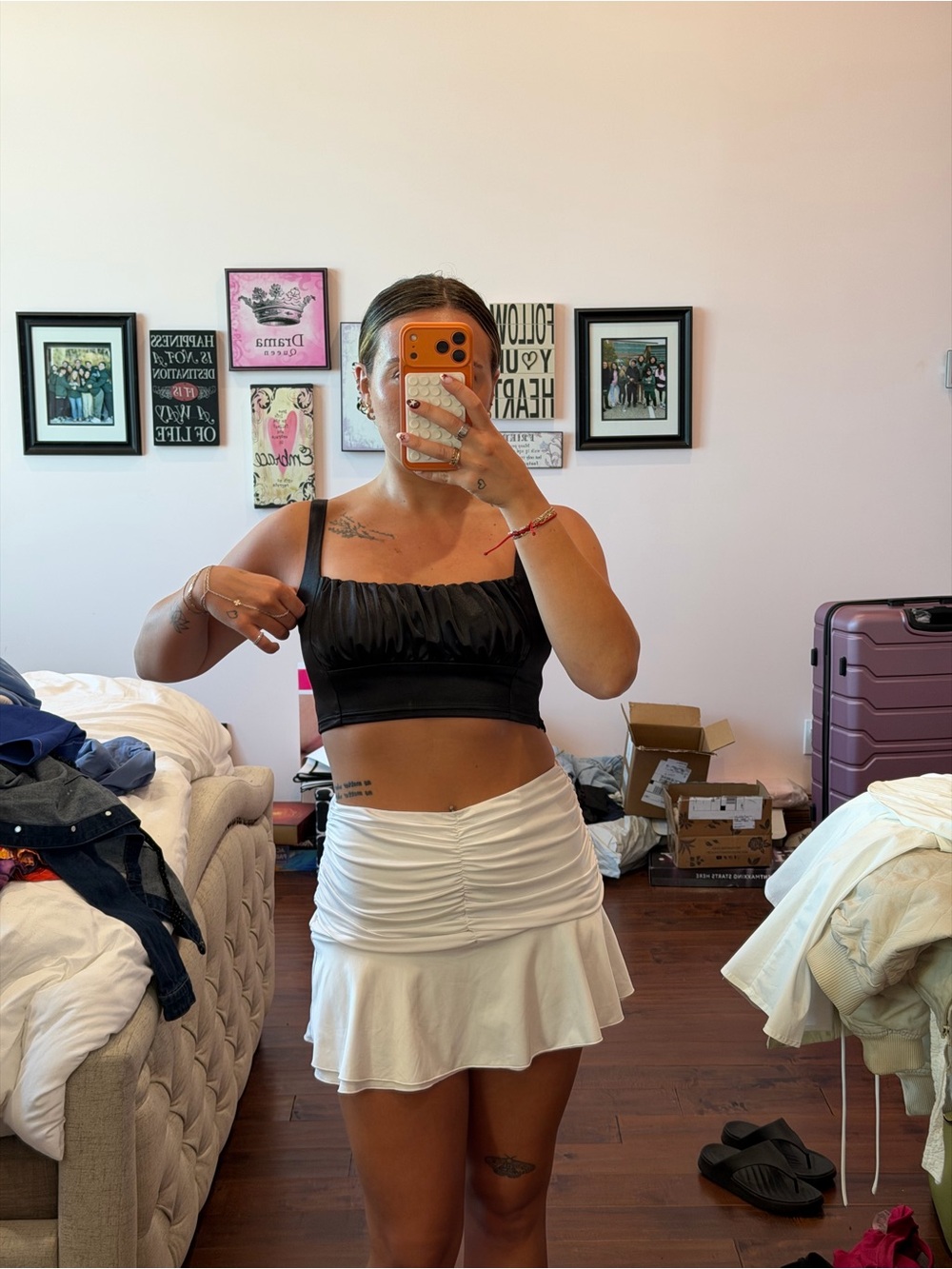 Adika Black Ruched Crop Top